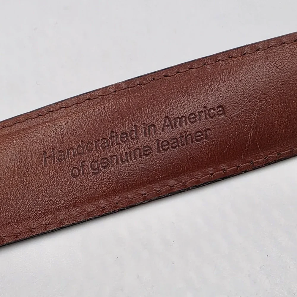 Mens Genuine Leather Belt Black Solid Brass‎ Buckle Size 46 115 USA Made